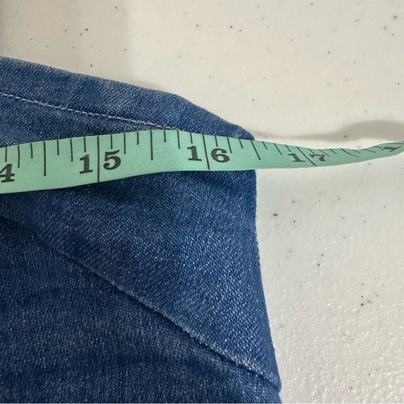 Show Me Your MuMu Denim Handkerchief Top Women's Medium Blue Tie Back Western - Picture 8 of 9